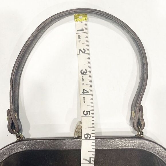 Roger Van S Gold Medallion‎ Vintage Genuine Suede Bag Baguette Brown Retro - Picture 8 of 12